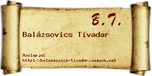 Balázsovics Tivadar névjegykártya